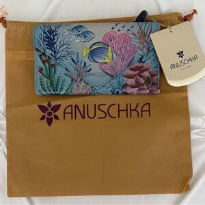 Anuschka Marine Life Wallet with Blue and Pink Accents